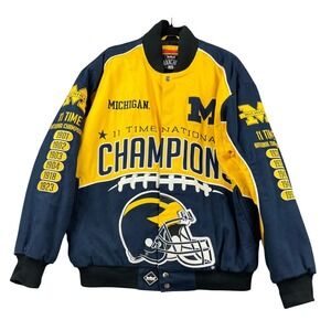 Franchise Club Michigan Wolverines Jacket Men LG Blue Yellow National Champions